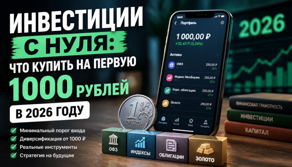 Инвестиции с нуля: что купить на первую 1000 рублей в 2026 году.