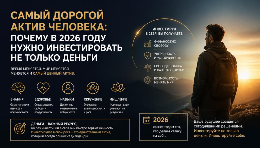 Главный актив в 2026 — не деньги, а вы сами. Здоровье, навыки, время и связи дают больше прибыли, чем вклады. Как инвестировать в себя с умом.
